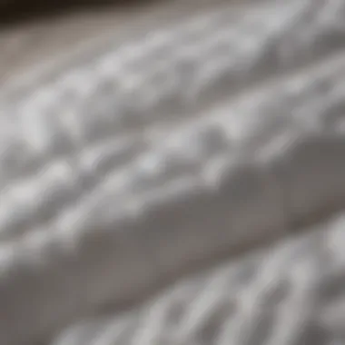 Close-up of cooling down comforter material showcasing breathability