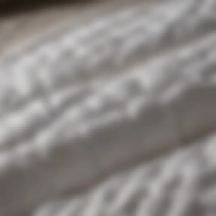 Close-up of cooling down comforter material showcasing breathability