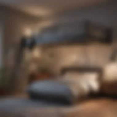 Elegant adult bedroom with a loft bed