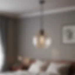 Elegant modern pendant light illuminating a stylish bedroom