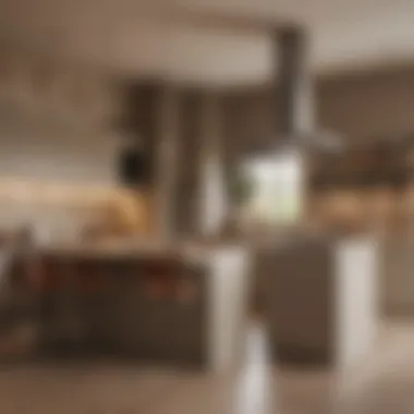 Modern Kitchen with Earth Tone Wallpaper A modern kitchen featuring natural look wallpaper in a soft earth tone.