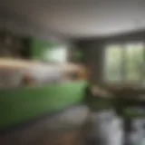 Modern kitchen featuring vibrant green accents