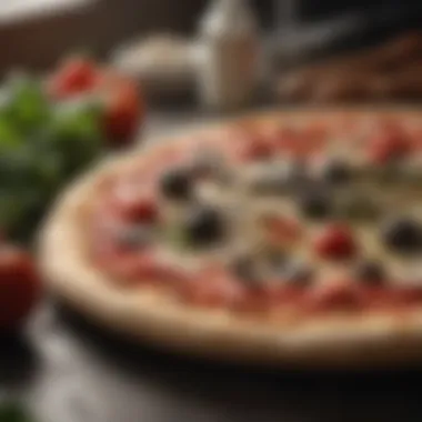 An array of fresh ingredients ready for pizza making.