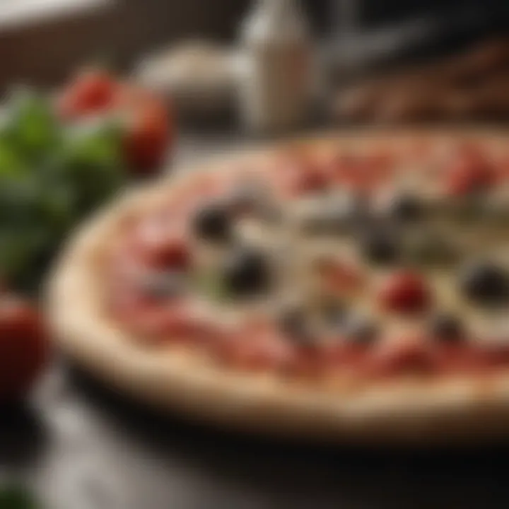 An array of fresh ingredients ready for pizza making.