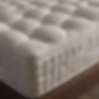 A close-up view of a mattress showcasing its plush top layer designed for pressure relief.