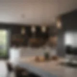 Sleek modern pendant lights over a kitchen island