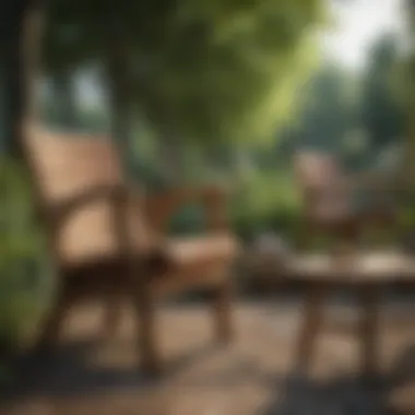 Various types of wood used in garden furniture displayed together
