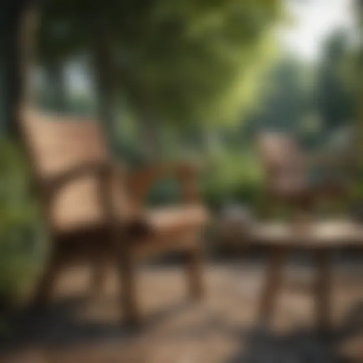 Various types of wood used in garden furniture displayed together