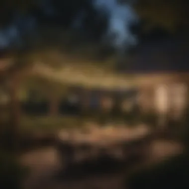 Ambient Lighting for Outdoor Gatherings Cozy outdoor space illuminated by soft lighting, creating a warm atmosphere