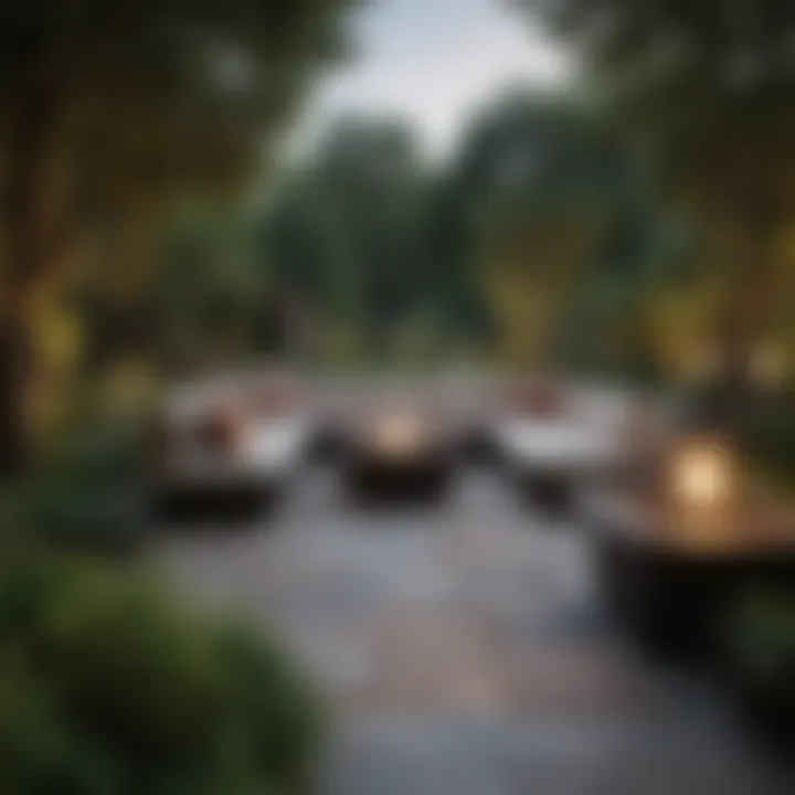 Beautifully landscaped garden with seating options