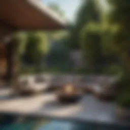 Luxurious outdoor lounge area with modern furniture