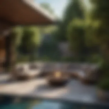 Luxurious outdoor lounge area with modern furniture