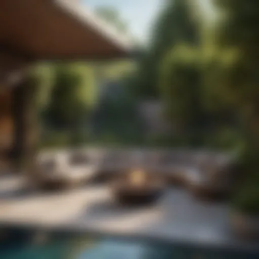 Luxurious outdoor lounge area with modern furniture