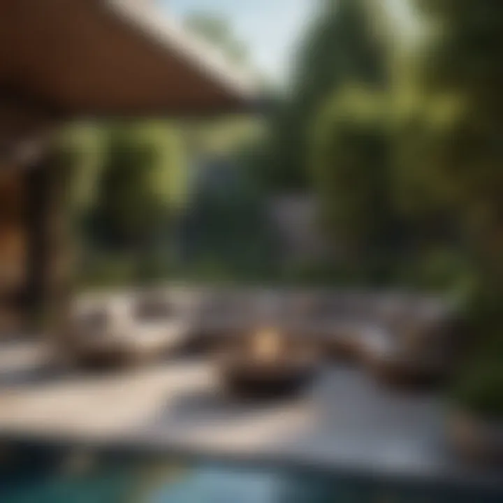 Luxurious outdoor lounge area with modern furniture
