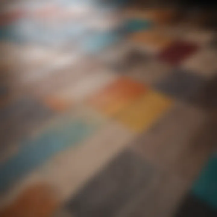 Different color palettes for painted wood floors displayed together.