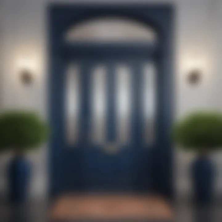 Sophisticated navy blue entrance