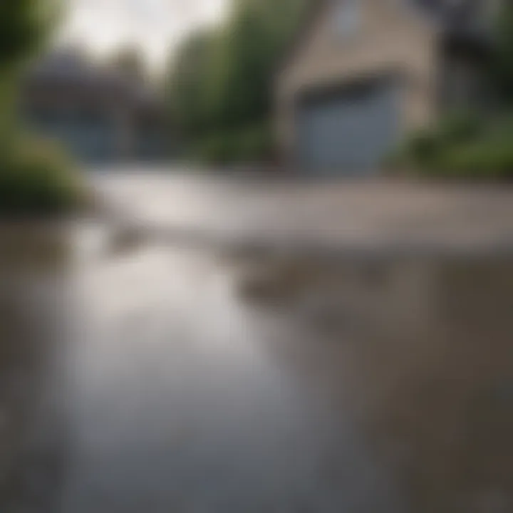 Before and after transformation of a driveway through power washing