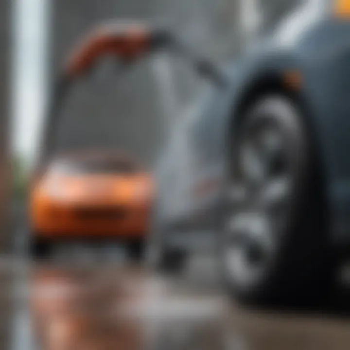 Close-up of power washing equipment and nozzle