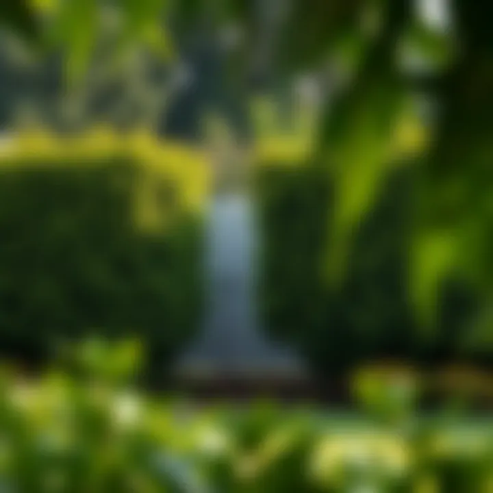 A well-maintained hedge providing seclusion and tranquility in a garden