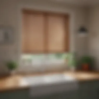 Elegant wooden blinds enhancing a kitchen sink area