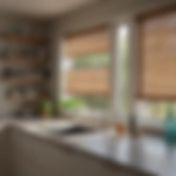 Light filtering blinds creating a cozy kitchen ambiance