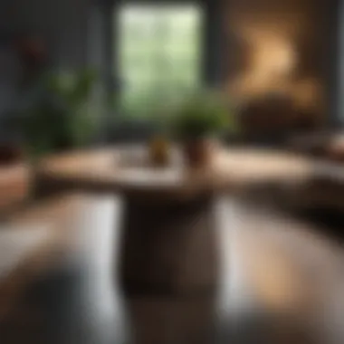 Contemporary Design Using Natural Materials in a Rounded Table Contemporary rounded entryway table crafted from natural materials