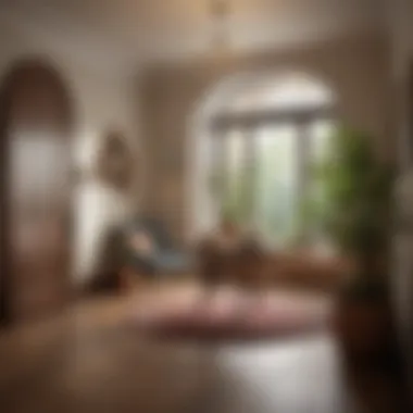 Cozy Atmosphere with a Rounded Entryway Table Cozy entryway featuring a rounded table in a warm setting