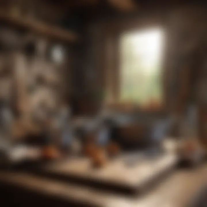 Beautifully framed rustic still life with kitchen utensils