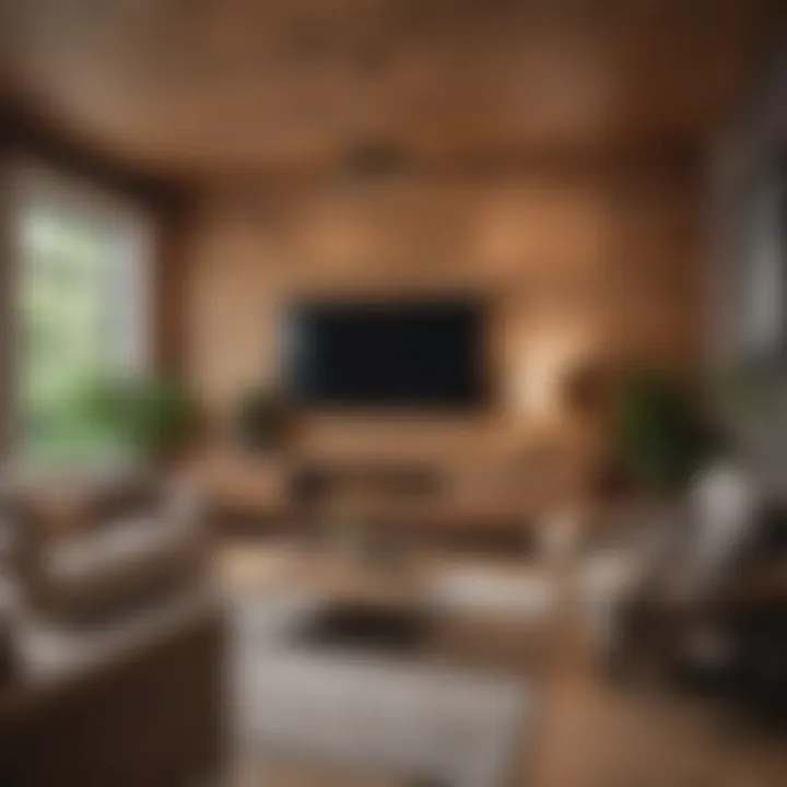 Elegant living room featuring shiplap cladding on the walls