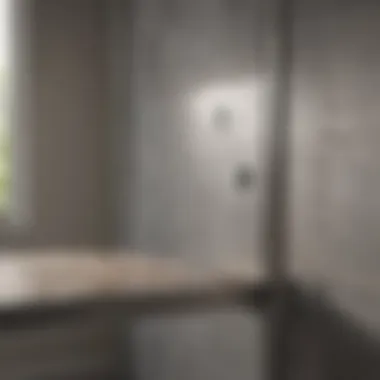 Close-up of various materials used for shower doors and benches