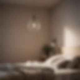 Minimalist pendant light illuminating a cozy bedroom