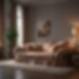 Elegant living room showcasing a sofa cover with pillow backs