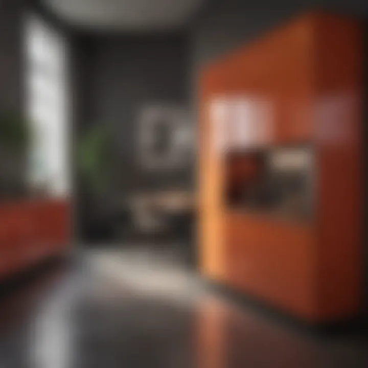 Contemporary interior design highlighting the use of colored cupboards