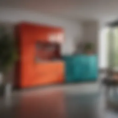Elegant kitchen featuring a stylish colored cupboard