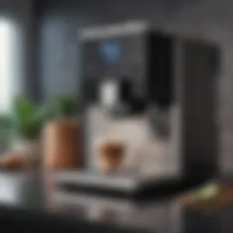 Sleek all-in-one coffee maker showcasing its brewing capabilities