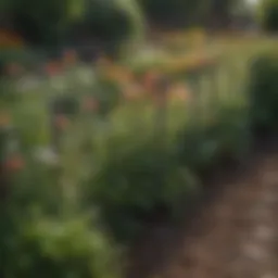 Elegant small wire garden fence defining a flower bed