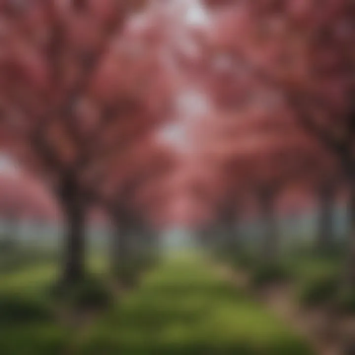 Lush dwarf cherry trees loaded with cherries
