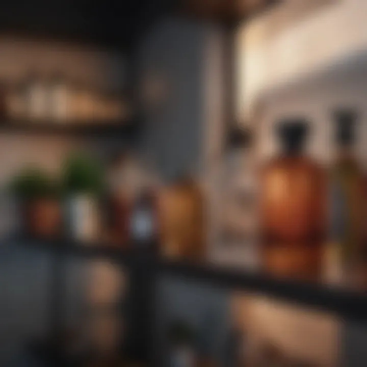 Assorted home fragrance products displayed on a stylish shelf