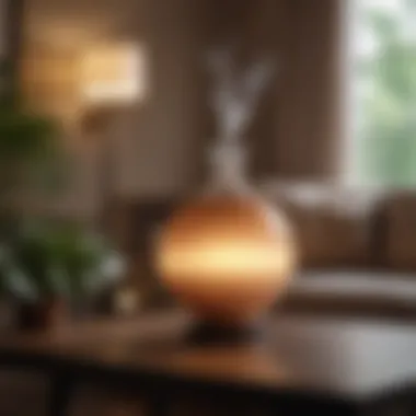 Elegant diffuser emitting soft glow in a cozy living room