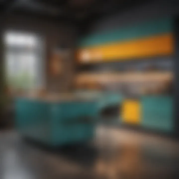 Chic urban kitchen with bold color accents