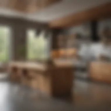 Open-Concept Kitchen with Natural Wood Elements Open-concept kitchen featuring natural wood elements