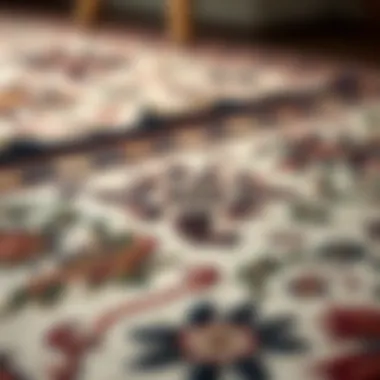 Intricate Rug Patterns A close-up view of a high-quality rug with intricate patterns, highlighting craftsmanship and design.