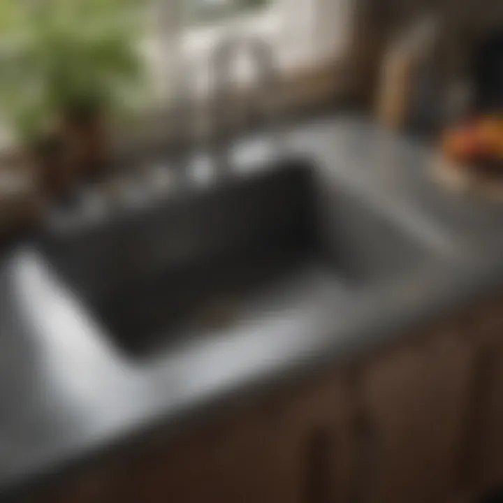 A granite kitchen sink showcasing natural textures and colors