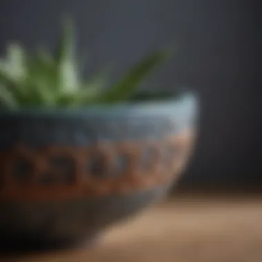 A detailed close-up of a beautifully crafted ceramic bowl highlighting textural elements.