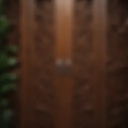 Elegant wooden changing room door with intricate design