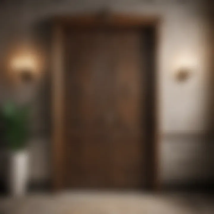 Vintage-inspired changing room door with ornate details