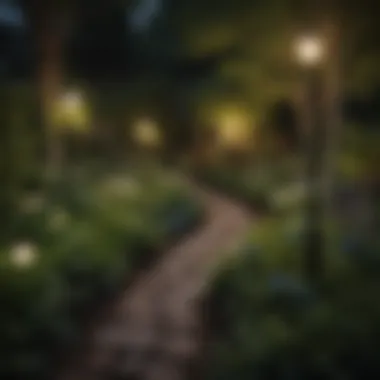 Beautifully maintained garden featuring diverse lighting techniques