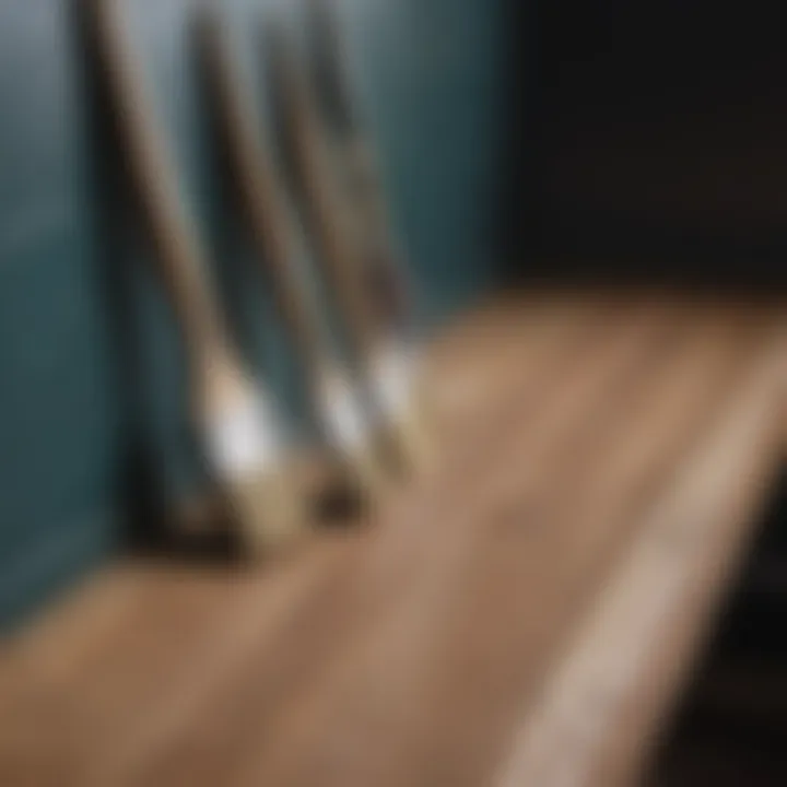 An organized workspace featuring clean door paint brushes and tools, emphasizing proper maintenance techniques.