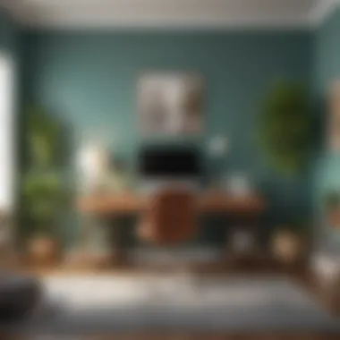 Refreshing Colors in a Home Office Setting Stylish home office with a refreshing color scheme