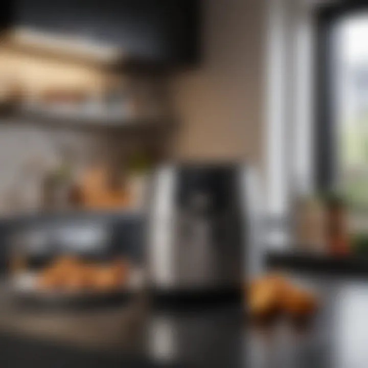 Compact air fryer showcased in a modern kitchen setting